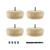 Architectural Products By Outwater 2 in x 5-1/2 in Unfinished Hardwood Round Bun Foot, 4 Pack w/ 4 Free Insert Nuts and Drill Bit 3P5.11.00022